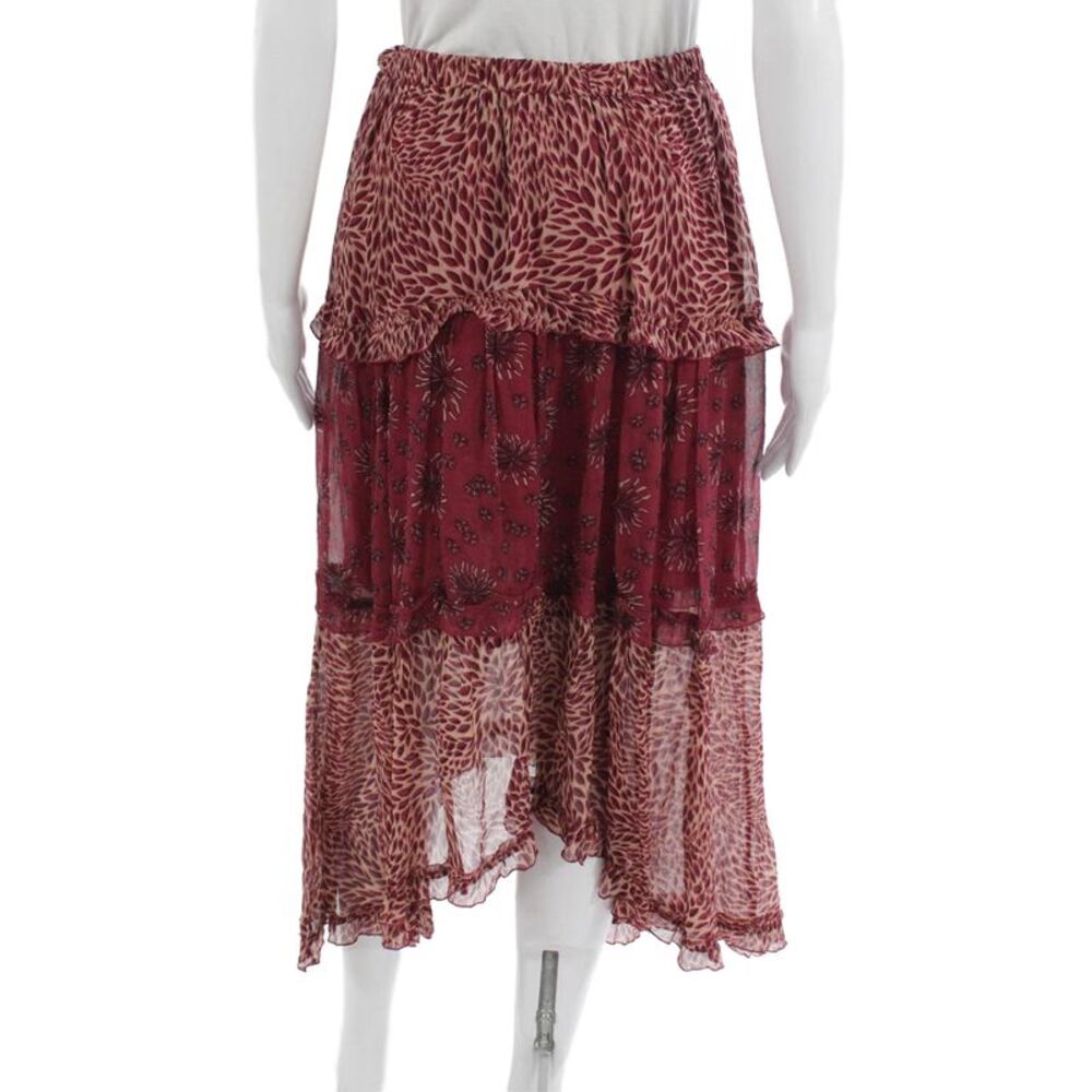 Ba&Sh Womens Maxi Skirt Red Animal Print Viscose Pull On Size S - Picture 3 of 5